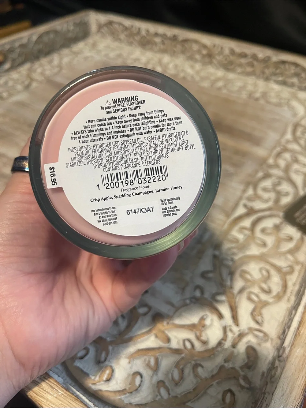 Bath & Body Works Champagne Apple & Honey Candle - Pink